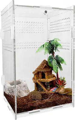 JOBEDE Acrylic Reptile Terrarium Transparent Reptile Tank Habitat Terrariums • $18.07