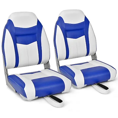 Set Of 2  High Back Boat Seat Folding Fishing Boat Chair W/ Long Fixation Strap • £89.95