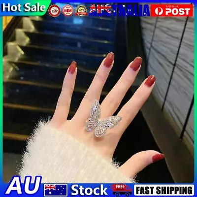Zircon Butterfly Ring Gem Stone Opening Finger Rings For Women Elegant Jewelry • $7.51