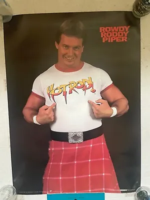 Original Vintage 1985 Rowdy Roddy Piper POSTER Hot Rod WWF Wrestling 80's • $30