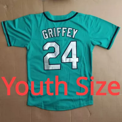 Youth Size Ken Griffey Jr. 24# Seattle Baseball Jersey Name Number All Stitched • $29.99