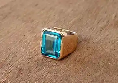 Natural Sky Blue Topaz Zircon Cut 925 Starling Silver Gemstone Men's Ring G-12 • $44.99
