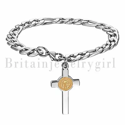 Stainless Steel Holy Mother Mary Cross Chain Prayer Bracelet For Women Men • $9.89