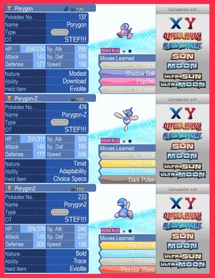 $9.99 • Buy Pokemon Ultra Sun Moon X Y ORAS Shiny Porygon Bundle Level 100 6IV Custom OT 3DS