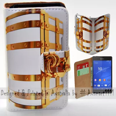 For Sony Xperia Series Gold Treasure Chest Print Wallet Mobile Phone Case Cover • $13.98