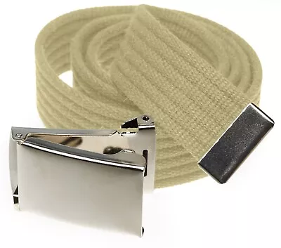 Mens Ribbed Web Belt Military Style With Silver Flip Top Buckle Adjustable • $11.99