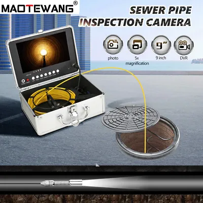 30M Sewer Pipe Inspection Camera With DVR Drain Industrial Endoscope 9  Monitor  • $388.48