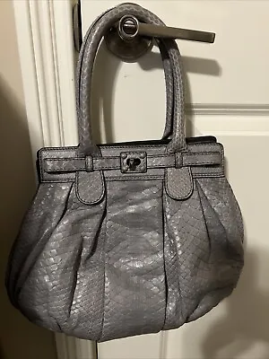 NWOT ZAGLIANI Python Skin Leather Handbag Bag Grey With Dust Cover • $999.99
