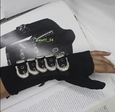 1 Pair MJ Michael Jackson BAD Tour Cosplay Punk Hand Tie Black Gloves Cotton  • $60.63