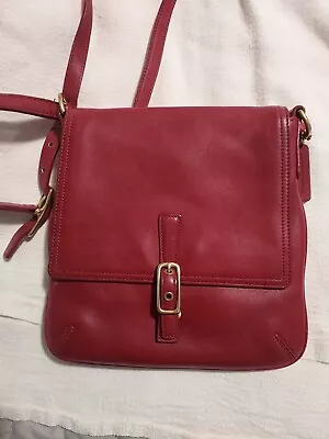 Coach H20-9592Red Leather Slim Flap Crossbody Handbag Very Good Vintage Cond • $35