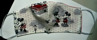 Vintage Mickey & Minnie On Gray Cotton Contour Face Mask 9  Washable Reversible  • $2.99