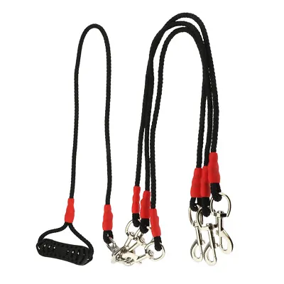 Strong Multiple Coupler 2/3/4 Way Nylon Dog Pet Walking Leash Lead Black • £18.60