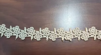 Vintage Schiffli Venice Lace Trims - Floral - White And Ecru  • $2