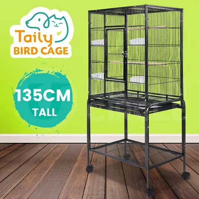 Taily 135cm Bird Cage Large Parrot Aviary With Stand Budgie Cages Castor Wheels • $119.99