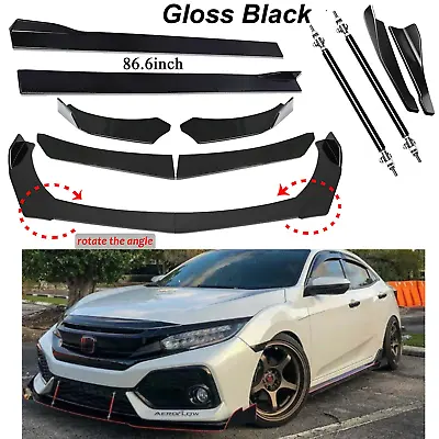 Front Bumper Lip Spoiler Splitter 86.6  Side Skirt Rear For Honda Civic Hatch • $79.99