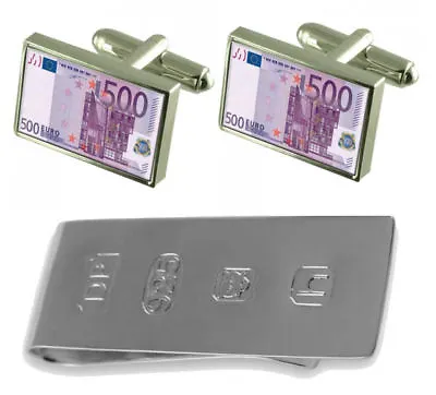 $229.05 • Buy 500 Euro Note Cufflinks & James Bond Money Clip