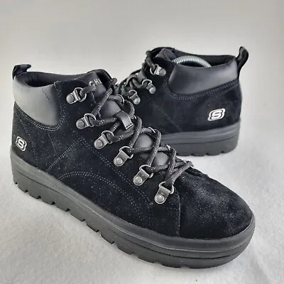 £26.99 • Buy Skechers Boots Womens UK 7 Street Cleats Haute Hikes Platform 74123 Black Suede