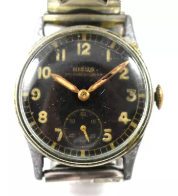Vintage Nisus Stossgesichert Military Style Manual Wind 28.35mm Watch Lot.ec • $49.99