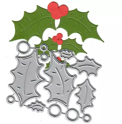 Christmas Holly Berries Leaves Metal Cutting Die Stencil Paper Card Scrapbooking • £3.49