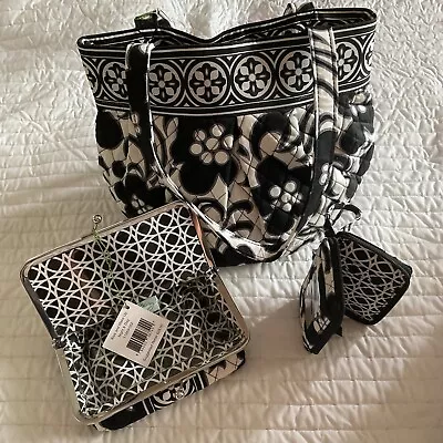 Vera Bradley Purse Wallet Makeup Set Matching Day & Night Print Black White NWT • $49.91