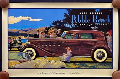 SIGNED 1999 Pebble Beach Concours Poster 1934 PACKARD 1108 Dietrich LAGONDA ROWE • $225.25