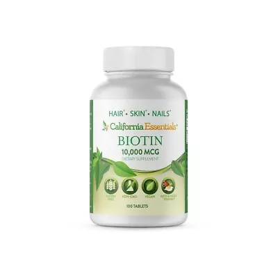 Biotin 10000mcg – Hair Growth Vegetarian Vitamins B7 Supports Healthy Hair • $8.97