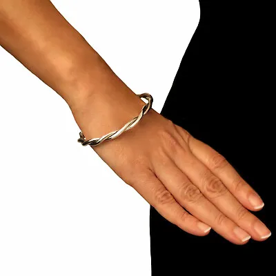 Hallmarked 925 Sterling Silver Twisted Rope Bracelet Cuff Handmade Jewellery • £89.99