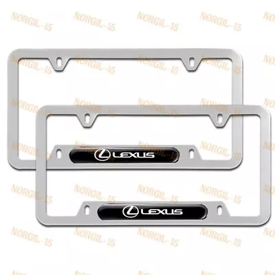 2PCS Stainless Steel  License Plate Frame Black & Silver Brand New For Lexus • $23.64