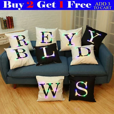 Letters Printing LED Light POLYESTER Throw Pillow Car Case Glow Cushion Cover • $12.99