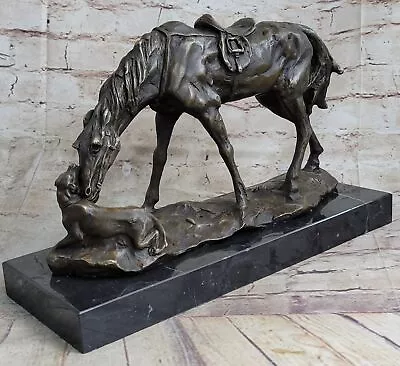 Signed Original Milo Dog And A Horse Friendship Bronze Sculpture Marble Statue • $199.50