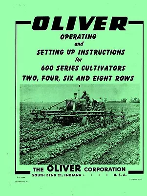 Oliver 600 Cultivator 2 4 6 8 Rows Operators Manual • $19.81