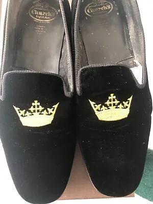 Church's Sovereign Velvet Loafer Shoes Black Size 8 • £150