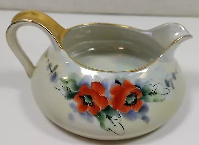 Vintage TK Thun Orange Flowers Porcelain Gold Rim Czechoslovakia Creamer • $10.19