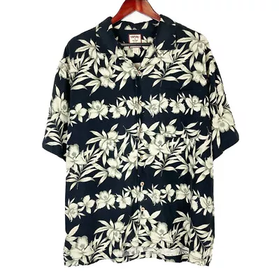 Tommy Bahama Silk Button Up Shirt Men's Large Floral Hawaiian Print Short Sleeve • $25