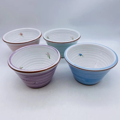 $49.99 • Buy 4 Bowls Gail Weinberger '01 The Pottery Waverly PA Flower Stamp Mark Art Pottery