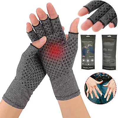 Pair Copper Anti Arthritis Gloves Hand Support Pain Relief Finger Compression P6 • $7.99