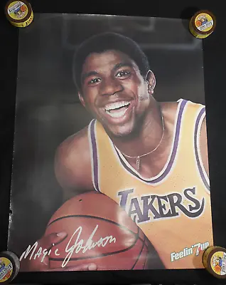 1981 Magic Johnson 7UP Poster Lot 11 Vg-exmt Los Angeles Lakers Michigan State U • $19.99