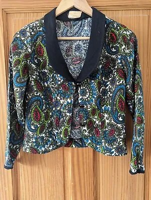 Genuine Vintage 1960s Paisley Print Linen Blend Blazer Jacket Size 8 • £5