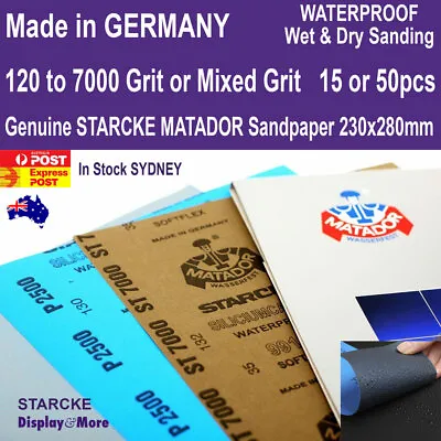 $39.90 • Buy Sandpaper Waterproof WET Dry | GENUINE German STARCKE 120 To 7000 Grit | SYDNEY