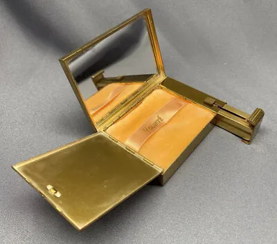 Vintage Volupte USA Makeup Compact Gold Tone Slide Out Lipstick Holder Mirror • $52