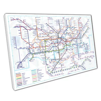 London Underground Tube Map With New Elizabeth Line Art Wall Art Print On Canvas • £28.78