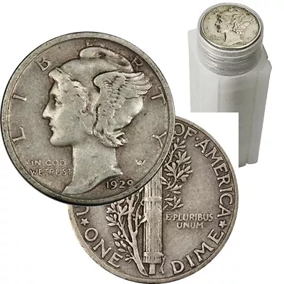 $5 Face Value 90% Silver Mercury Dime Roll Of 50 Coins Avg Circulated • $131.47