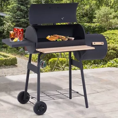 Portable Outdoor Charcoal BBQ Barbecue Grill Smoker Garden Camping Wheel Storage • £139.99