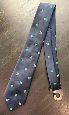 Clover Shamrock Tie Thornhill Mens Necktie St Paddys Lucky Irish Green On Blue • $10