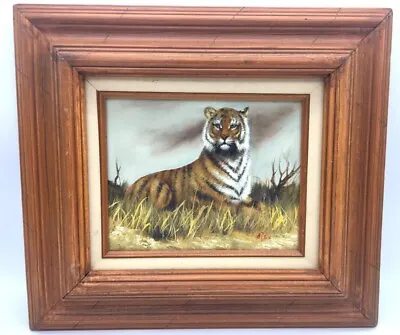 Oil Painting Of A Bengal Tiger Signed Rex Overall 16  X 18  On Stretched Canvas • $99