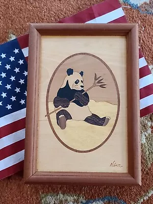 Hudson River Inlay MARQUETRY Various Wood PANDA Signed Nelson 10x7 Mosaic  • $16.99