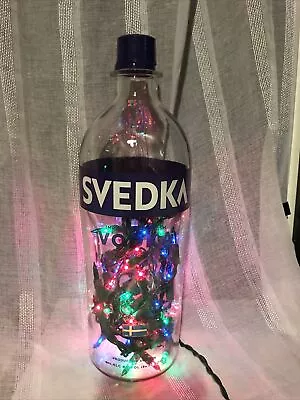 SVEDKA VODKA Empty Bottle With String Lights Clear Glass Plug In Unique Man Cave • $12