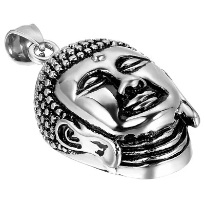 Men's Stainless Steel Buddha Head Charm Necklace Pendant Lucky Religious • $9.99