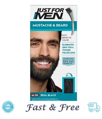 $17.95 • Buy Just For Men Mustache & Beard For Gray Hair With Brush Real Black, M-55