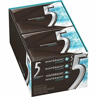 5 Gum Wintermint Ascent Sugarfree Gum 15 Pieces (10 Packs) • $21.99